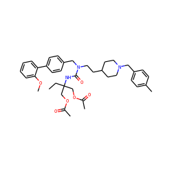 CCC(COC(C)=O)(COC(C)=O)NC(=O)N(CCC1CCN(Cc2ccc(C)cc2)CC1)Cc1ccc(-c2ccccc2OC)cc1 ZINC000028874430