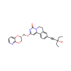 CCC(O)(C#Cc1ccc2c(c1)CCn1c-2cc(OC[C@@H]2COc3ncccc3O2)nc1=O)CC ZINC000220193697