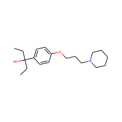 CCC(O)(CC)c1ccc(OCCCN2CCCCC2)cc1 ZINC000096258607