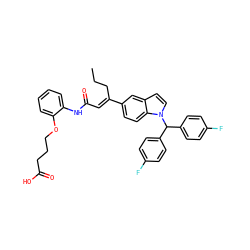 CCC/C(=C\C(=O)Nc1ccccc1OCCCC(=O)O)c1ccc2c(ccn2C(c2ccc(F)cc2)c2ccc(F)cc2)c1 ZINC000027554909