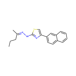 CCC/C(C)=N\Nc1nc(-c2ccc3ccccc3c2)cs1 ZINC000169330787