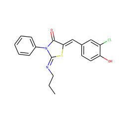 CCC/N=C1\S/C(=C\c2ccc(O)c(Cl)c2)C(=O)N1c1ccccc1 ZINC000049115887