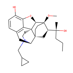 CCC[C@@](C)(O)[C@H]1C[C@@]23CC[C@]1(OC)[C@@H]1Oc4c(O)ccc5c4[C@@]12CCN(CC1CC1)[C@@H]3C5 ZINC000095588234
