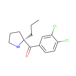 CCC[C@@]1(C(=O)c2ccc(Cl)c(Cl)c2)CCCN1 ZINC000058576516