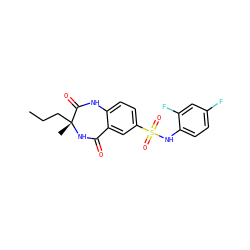 CCC[C@@]1(C)NC(=O)c2cc(S(=O)(=O)Nc3ccc(F)cc3F)ccc2NC1=O ZINC000096269441
