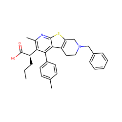 CCC[C@@H](C(=O)O)c1c(C)nc2sc3c(c2c1-c1ccc(C)cc1)CCN(Cc1ccccc1)C3 ZINC000113124393