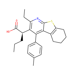 CCC[C@@H](C(=O)O)c1c(CC)nc2sc3c(c2c1-c1ccc(C)cc1)CCCC3 ZINC000113122839