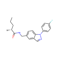CCC[C@@H](C)C(=O)NCc1ccc2c(cnn2-c2ccc(F)cc2)c1 ZINC000043023170