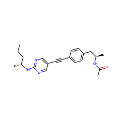CCC[C@@H](C)Nc1ncc(C#Cc2ccc(C[C@@H](C)NC(C)=O)cc2)cn1 ZINC000113409469