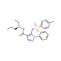 CCC[C@@H](CC)NC(=O)c1cnn(-c2ccccc2)c1NS(=O)(=O)c1ccc(C)cc1 ZINC000073165842