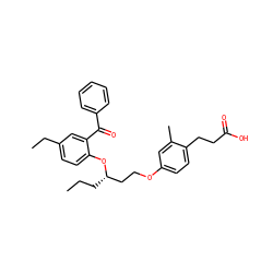 CCC[C@@H](CCOc1ccc(CCC(=O)O)c(C)c1)Oc1ccc(CC)cc1C(=O)c1ccccc1 ZINC000034717707