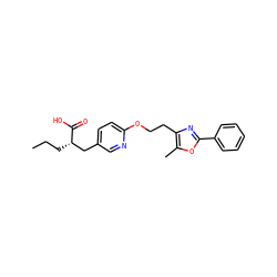 CCC[C@@H](Cc1ccc(OCCc2nc(-c3ccccc3)oc2C)nc1)C(=O)O ZINC000034717806