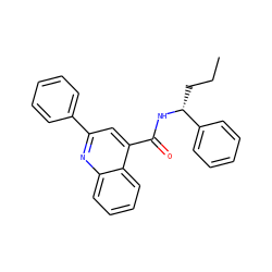 CCC[C@@H](NC(=O)c1cc(-c2ccccc2)nc2ccccc12)c1ccccc1 ZINC000013795584