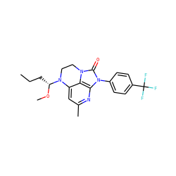 CCC[C@@H](OC)N1CCn2c(=O)n(-c3ccc(C(F)(F)F)cc3)c3nc(C)cc1c32 ZINC000028472365