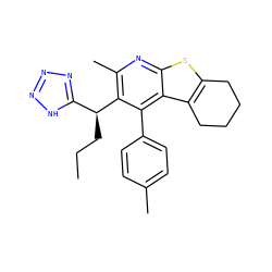CCC[C@@H](c1nnn[nH]1)c1c(C)nc2sc3c(c2c1-c1ccc(C)cc1)CCCC3 ZINC000113190224