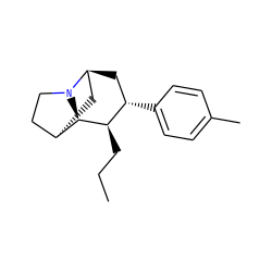 CCC[C@@H]1[C@@H](c2ccc(C)cc2)C[C@H]2C[C@@H]3CCN2[C@H]31 ZINC000261103760
