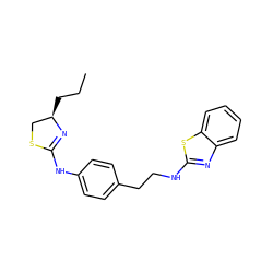 CCC[C@@H]1CSC(Nc2ccc(CCNc3nc4ccccc4s3)cc2)=N1 ZINC000049033329