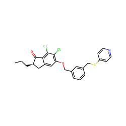 CCC[C@@H]1Cc2cc(OCc3cccc(CSc4ccncc4)c3)c(Cl)c(Cl)c2C1=O ZINC000006744956