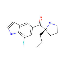 CCC[C@]1(C(=O)c2cc(F)c3[nH]ccc3c2)CCCN1 ZINC000058583852