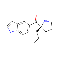 CCC[C@]1(C(=O)c2ccc3[nH]ccc3c2)CCCN1 ZINC000058581131