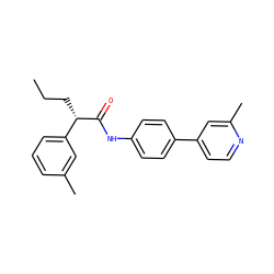 CCC[C@H](C(=O)Nc1ccc(-c2ccnc(C)c2)cc1)c1cccc(C)c1 ZINC000103273515