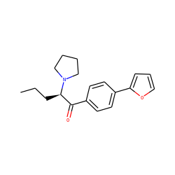 CCC[C@H](C(=O)c1ccc(-c2ccco2)cc1)N1CCCC1 ZINC000013682147