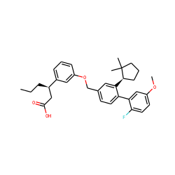 CCC[C@H](CC(=O)O)c1cccc(OCc2ccc(-c3cc(OC)ccc3F)c([C@@H]3CCCC3(C)C)c2)c1 ZINC000140545366
