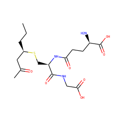 CCC[C@H](CC(C)=O)SC[C@@H](NC(=O)CC[C@@H](N)C(=O)O)C(=O)NCC(=O)O ZINC000028104072