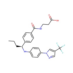 CCC[C@H](Nc1ccc(-n2cc(C(F)(F)F)cn2)cc1)c1ccc(C(=O)NCCC(=O)O)cc1 ZINC000096269729