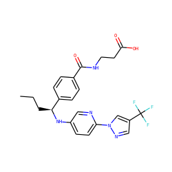 CCC[C@H](Nc1ccc(-n2cc(C(F)(F)F)cn2)nc1)c1ccc(C(=O)NCCC(=O)O)cc1 ZINC000096269727