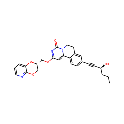 CCC[C@H](O)C#Cc1ccc2c(c1)CCn1c-2cc(OC[C@@H]2COc3ncccc3O2)nc1=O ZINC000220204522