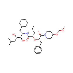 CCC[C@H](O[C@@H](Cc1ccccc1)C(=O)N1CCC(OCOC)CC1)C(=O)N[C@@H](CC1CCCCC1)[C@@H](O)[C@@H](O)CC(C)C ZINC000029467340