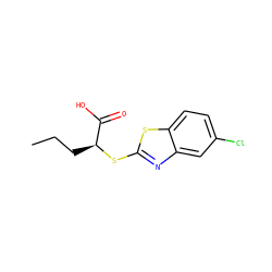 CCC[C@H](Sc1nc2cc(Cl)ccc2s1)C(=O)O ZINC000045261907