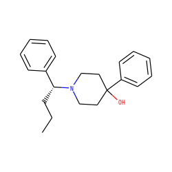 CCC[C@H](c1ccccc1)N1CCC(O)(c2ccccc2)CC1 ZINC000028708089