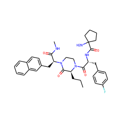 CCC[C@H]1C(=O)N([C@@H](Cc2ccc3ccccc3c2)C(=O)NC)CCN1C(=O)[C@@H](Cc1ccc(F)cc1)NC(=O)C1(N)CCCC1 ZINC000044352043