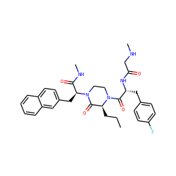 CCC[C@H]1C(=O)N([C@@H](Cc2ccc3ccccc3c2)C(=O)NC)CCN1C(=O)[C@@H](Cc1ccc(F)cc1)NC(=O)CNC ZINC000044308339