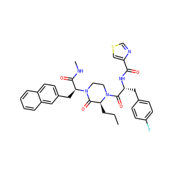 CCC[C@H]1C(=O)N([C@@H](Cc2ccc3ccccc3c2)C(=O)NC)CCN1C(=O)[C@@H](Cc1ccc(F)cc1)NC(=O)c1cscn1 ZINC000044350899