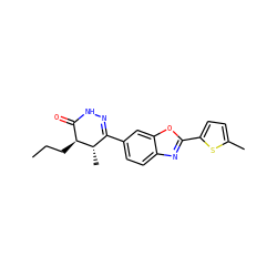 CCC[C@H]1C(=O)NN=C(c2ccc3nc(-c4ccc(C)s4)oc3c2)[C@@H]1C ZINC000168918769