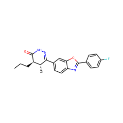 CCC[C@H]1C(=O)NN=C(c2ccc3nc(-c4ccc(F)cc4)oc3c2)[C@@H]1C ZINC000168830394
