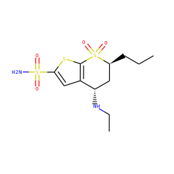CCC[C@H]1C[C@H](NCC)c2cc(S(N)(=O)=O)sc2S1(=O)=O ZINC000001544799