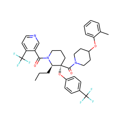 CCC[C@H]1N(C(=O)c2cnccc2C(F)(F)F)CCC[C@@]1(Oc1ccc(C(F)(F)F)cc1)C(=O)N1CCC(Oc2ccccc2C)CC1 ZINC000653853290