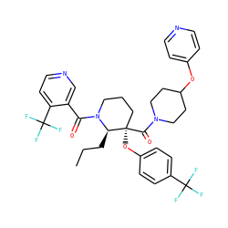 CCC[C@H]1N(C(=O)c2cnccc2C(F)(F)F)CCC[C@@]1(Oc1ccc(C(F)(F)F)cc1)C(=O)N1CCC(Oc2ccncc2)CC1 ZINC000165551851