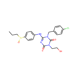 CCC[S@@+]([O-])c1ccc(Nc2nc(=O)n(CCO)c(=O)n2Cc2ccc(Cl)cc2)cc1 ZINC000200521397