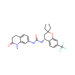 CCC1(CC)C[C@@H](NC(=O)Nc2ccc3c(c2)N(C)C(=O)CC3)c2ccc(C(F)(F)F)cc2O1 ZINC000143413721