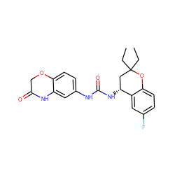 CCC1(CC)C[C@@H](NC(=O)Nc2ccc3c(c2)NC(=O)CO3)c2cc(F)ccc2O1 ZINC000143473463