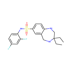 CCC1(CC)CNc2ccc(S(=O)(=O)Nc3ccc(F)cc3F)cc2CN1 ZINC000096269436