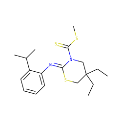 CCC1(CC)CS/C(=N\c2ccccc2C(C)C)N(C(=S)SC)C1 ZINC000028822589
