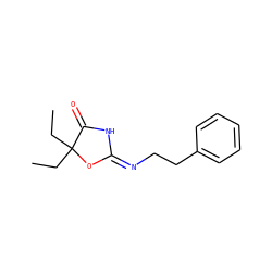 CCC1(CC)O/C(=N/CCc2ccccc2)NC1=O ZINC000028824006