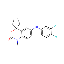 CCC1(CC)OC(=O)N(C)c2ccc(Nc3ccc(F)c(F)c3)cc21 ZINC000028878605