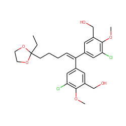 CCC1(CCCC=C(c2cc(Cl)c(OC)c(CO)c2)c2cc(Cl)c(OC)c(CO)c2)OCCO1 ZINC000006004665